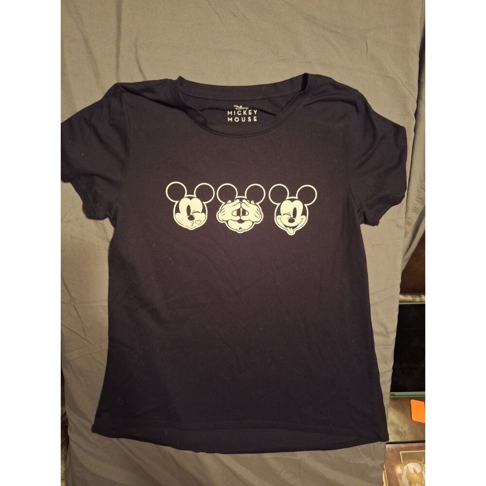 Disney Mickey Mouse Women's Size XL Silly Faces Black Short Sleeve T-Shirt